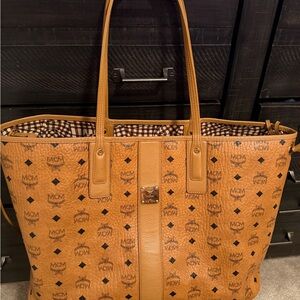 MCM Tan Logo Tote Bag